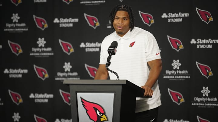 Cardinals defensive lineman Walter Nolen speaks during the introductory news conference inside the Arizona Cardinals training facility on April 25, 2025, in Tempe.