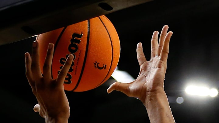 Tennessee Tech Golden Eagles forward Kenny White Jr. (13) collects a defensive rebound in the second half of the NCAA basketball game between the Cincinnati Bearcats and the Tennessee Tech Golden Eagles at Fifth Third Arena in Cincinnati on Tuesday, Dec. 21, 2021. Cincinnati finished its non-conference schedule with a 76-67 win over the Golden Eagles.

Tennessee Tech Golden Eagles At Cincinnati Bearcats Basketball