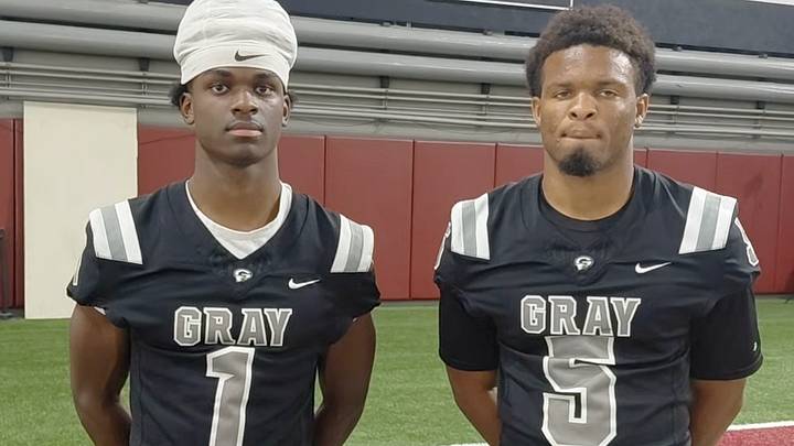 Gray Collegiate wide receiver Royce Williamson (left) and running back Trevon Williamson are two stalwarts in what should be a dynamic offense this season. The pair are cousins. Gray Collegiate wide receiver Royce Williamson (left) and running back Trevon Williamson are two stalwarts in what should be a dynamic offense this season. The pair are cousins.
