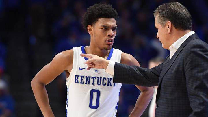 UK G Quade Green listens to head coach John Calipari during the University of Kentucky mens basketball game against VMI at Rupp Arena in Lexington, Kentucky on Sunday, November 18, 2018.
1118ukmbvmiweaver25 UK G Quade Green listens to head coach John Calipari during the University of Kentucky mens basketball game against VMI at Rupp Arena in Lexington, Kentucky on Sunday, November 18, 2018.
1118ukmbvmiweaver25