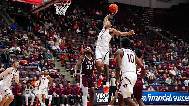 Izaiah Pasha looks to dunk the ball against UMES on 12/14/2025 Izaiah Pasha looks to dunk the ball against UMES on 12/14/2025