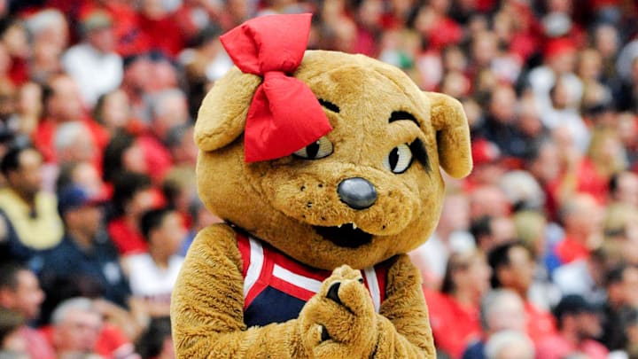 Mar 2, 2014; Tucson, AZ, USA; Arizona Wildcats mascot Wilma walks on the court during a timeout during the first half against the Stanford Cardinal at McKale Center. Arizona won 79-66. Mandatory Credit: Casey Sapio-Imagn Images Mar 2, 2014; Tucson, AZ, USA; Arizona Wildcats mascot Wilma walks on the court during a timeout during the first half against the Stanford Cardinal at McKale Center. Arizona won 79-66. Mandatory Credit: Casey Sapio-Imagn Images