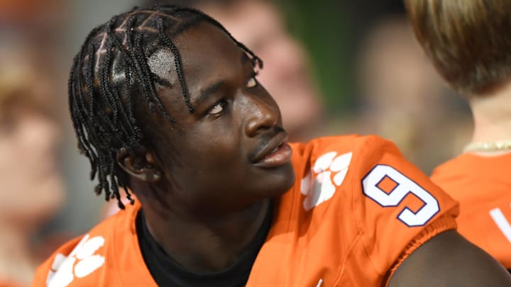 Clemson running back Gideon Davidson (9) during the Clemson Club football National Signing Day wrap up presented by Clemson Seneca Chick-Fil-A at the Poe Indoor Practice Facility at Clemson University in Clemson, S.C. Feb 5, 2025