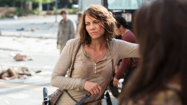 Lauren Cohan as Maggie Greene – The Walking Dead _ Season 5, Episode 5 _ BTS – Photo Credit: Gene Page/AMC Lauren Cohan as Maggie Greene – The Walking Dead _ Season 5, Episode 5 _ BTS – Photo Credit: Gene Page/AMC
