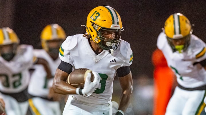 Bulldogs Braylon Calais 13 as the Opelousas High Tigers take on the Cecilia Bulldogs. Friday, Oct. 25, 2024.