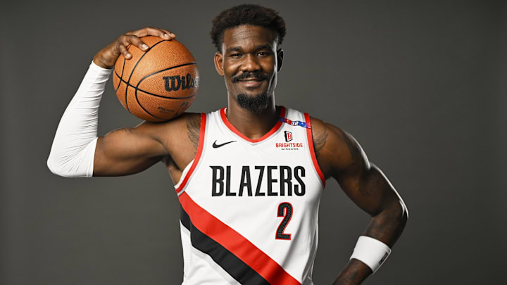 Sep 30, 2024; Portland, Oregon, USA; Portland Trail Blazers center Deandre Ayton (2). Mandatory Credit: Troy Wayrynen-Imagn Images