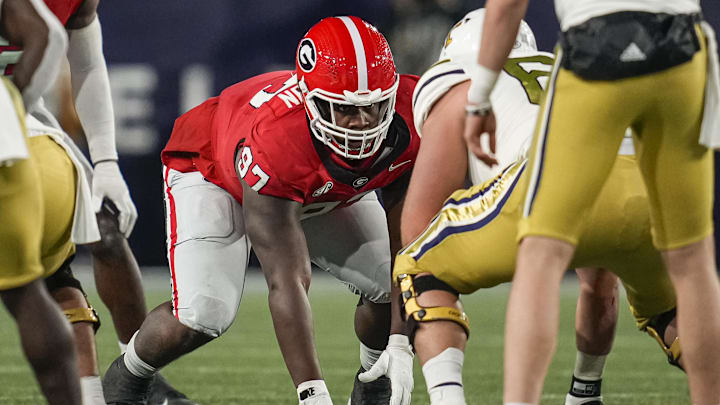 Nov 25, 2023; Atlanta, Georgia, USA; Georgia Bulldogs defensive lineman Warren Brinson (97)