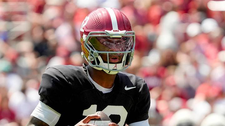 Alabama quarterback Keelon Russell is vying against Austin Mack to lead the Crimson Tide offense in 2026. Alabama quarterback Keelon Russell is vying against Austin Mack to lead the Crimson Tide offense in 2026.