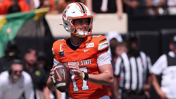 Sep 12, 2026; Stillwater, Oklahoma, USA; Oklahoma State Cowboys quarterback Drew Mestemaker (17) throws a pass during the second quarter against the Oregon Ducks at Boone Pickens Stadium. Mandatory Credit: William Purnell-Imagn Images Sep 12, 2026; Stillwater, Oklahoma, USA; Oklahoma State Cowboys quarterback Drew Mestemaker (17) throws a pass during the second quarter against the Oregon Ducks at Boone Pickens Stadium. Mandatory Credit: William Purnell-Imagn Images