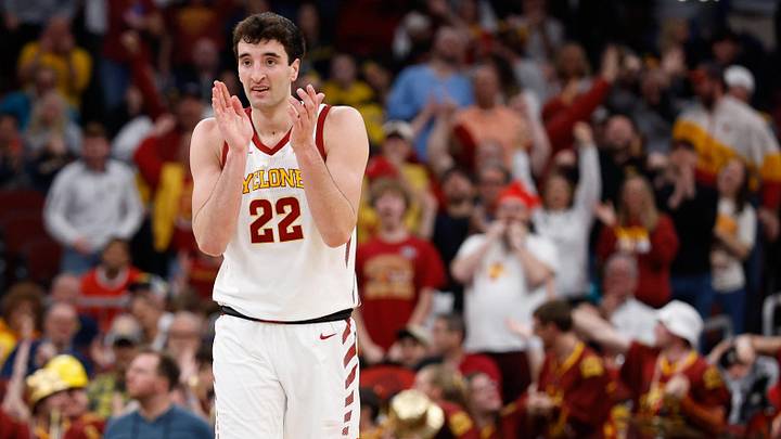 Mar 27, 2026; Chicago, IL, USA; Iowa State Cyclones forward Milan Momcilovic (22) reacts in the first half against the Tennessee Volunteers during a Sweet Sixteen game of the Midwest Regional of the men's 2026 NCAA Tournament at United Center. Mandatory Credit: Kamil Krzaczynski-Imagn Images Mar 27, 2026; Chicago, IL, USA; Iowa State Cyclones forward Milan Momcilovic (22) reacts in the first half against the Tennessee Volunteers during a Sweet Sixteen game of the Midwest Regional of the men's 2026 NCAA Tournament at United Center. Mandatory Credit: Kamil Krzaczynski-Imagn Images