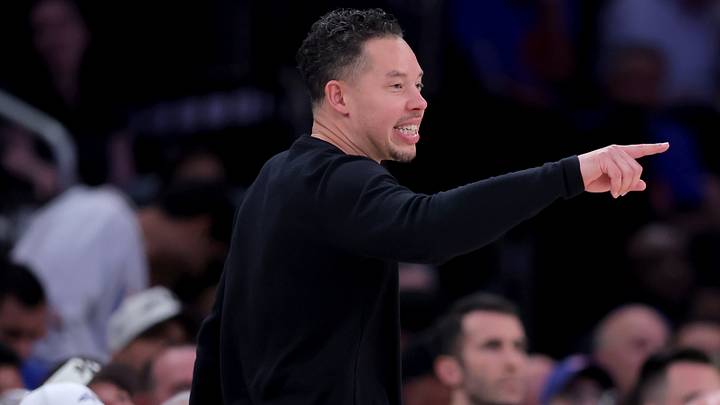 Jun 10, 2026; New York, New York, USA; San Antonio Spurs head coach Mitch Johnson coaches against the New York Knicks during the second quarter of game four of the 2026 NBA Finals at Madison Square Garden. Mandatory Credit: Brad Penner-Imagn Images