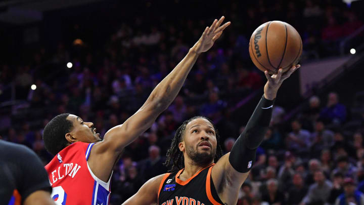Feb 10, 2023; Philadelphia, Pennsylvania, USA; New York Knicks guard Jalen Brunson(11) drives to the