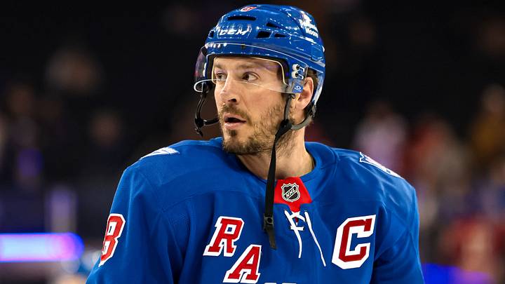 Apr 4, 2026; New York, New York, USA; New York Rangers center J.T. Miller (8) warms up before the first period against the Detroit Red Wings at Madison Square Garden. Mandatory Credit: Danny Wild-Imagn Images Apr 4, 2026; New York, New York, USA; New York Rangers center J.T. Miller (8) warms up before the first period against the Detroit Red Wings at Madison Square Garden. Mandatory Credit: Danny Wild-Imagn Images