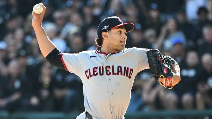 Oct 7, 2026; Chicago, Illinois, USA; Cleveland Guardians pitcher Daniel Espino (41) throws a pitch during the first inning against the Chicago White Sox in game three of the ALDS for the 2026 MLB Playoffs at Rate Field. Mandatory Credit: Matt Marton-Imagn Images Oct 7, 2026; Chicago, Illinois, USA; Cleveland Guardians pitcher Daniel Espino (41) throws a pitch during the first inning against the Chicago White Sox in game three of the ALDS for the 2026 MLB Playoffs at Rate Field. Mandatory Credit: Matt Marton-Imagn Images