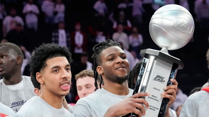 Seton Hall v St. John's; St. John's basketball players RJ Luis and Zuby Ejiofor