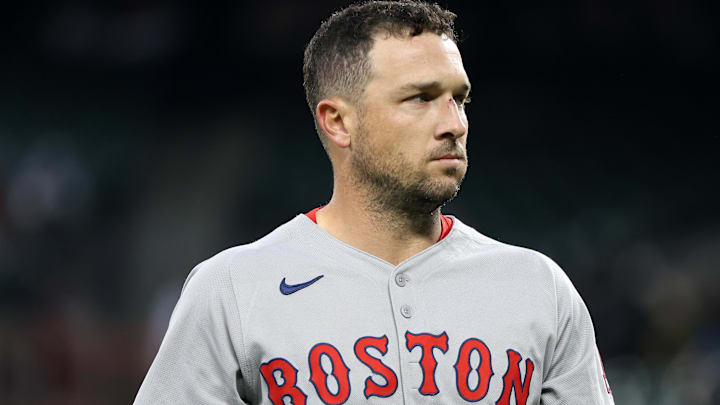 Apr 2, 2025; Baltimore, Maryland, USA; Boston Red Sox third baseman Alex Bregman (2) looks on during the first inning against the Baltimore Orioles at Oriole Park at Camden Yards.