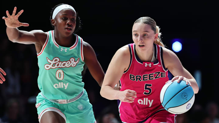 The Breeze have performed best when Paige Bueckers (right) is paired up with Cameron Brink and Kate Martin. 