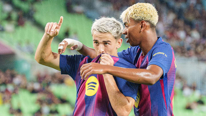 Lamine Yamal (right) and Gavi (left) look to guide Barcelona to another league triumph.