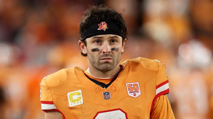 Tampa Bay Buccaneers quarterback Baker Mayfield (6) looks on against the Atlanta Falcons during the fourth quarter at Raymond James Stadium. Tampa Bay Buccaneers quarterback Baker Mayfield (6) looks on against the Atlanta Falcons during the fourth quarter at Raymond James Stadium.