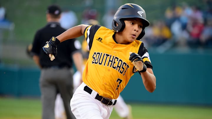 Southeast Region player Tai Peete rounds the bases during a Little League World Series game Aug. 23, 2018, at Howard J. Lamade Stadium.