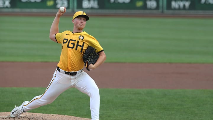 Aug 8, 2025; Pittsburgh, Pennsylvania, USA; Pittsburgh Pirates starting pitcher Mitch Keller (23) deliver a pitch against the Cincinnati Reds during the first inning at PNC Park. Mandatory Credit: Charles LeClaire-Imagn Images Aug 8, 2025; Pittsburgh, Pennsylvania, USA; Pittsburgh Pirates starting pitcher Mitch Keller (23) deliver a pitch against the Cincinnati Reds during the first inning at PNC Park. Mandatory Credit: Charles LeClaire-Imagn Images