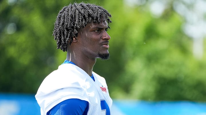 Detroit Lions cornerback Ennis Rakestraw Jr. (9) walks off the field after practice during OTA at Meijer Performance Center in Allen Park on Friday, May 30, 2025.