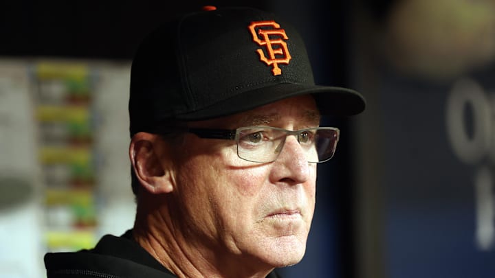 Apr 12, 2024; St. Petersburg, Florida, USA; San Francisco Giants manager Bob Melvin Apr 12, 2024; St. Petersburg, Florida, USA; San Francisco Giants manager Bob Melvin