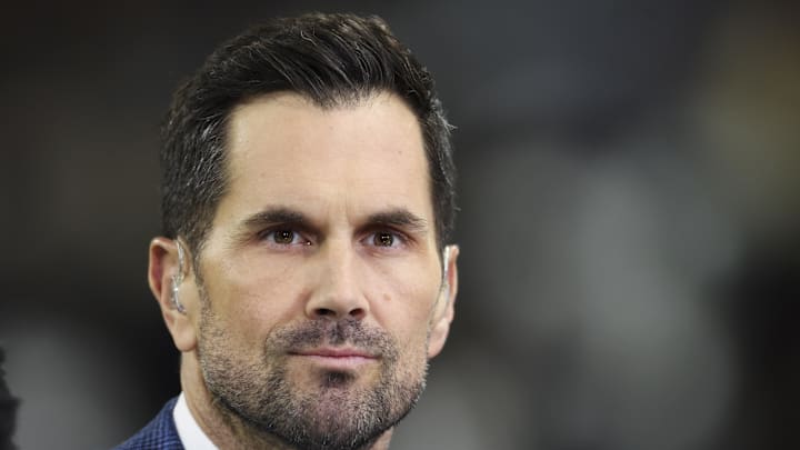 Dec 3, 2022; Indianapolis, Indiana, USA; FOX Sports analyst Matt Leinart before the Big Ten Championship between the Michigan Wolverines and the Purdue Boilermakers at Lucas Oil Stadium. Mandatory Credit: Trevor Ruszkowski-Imagn Images