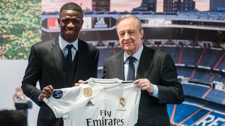 Vinícius Junior y Florentino Pérez, cuando el brasileño arribó al Real Madrid
