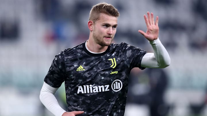Matthijs de Ligt of Juventus Fc  during warm up before the...