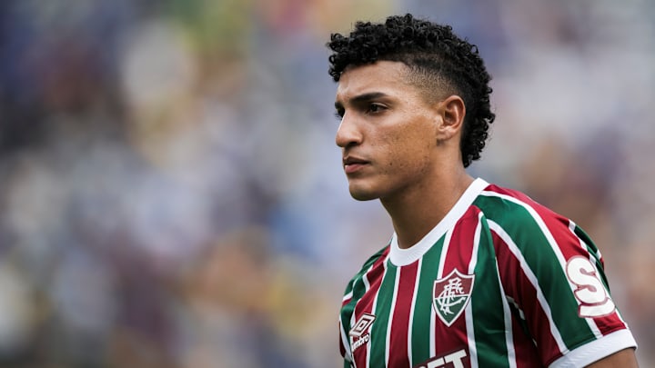 Gabriel Fuentes of Fluminense FC looks on at the end of the...