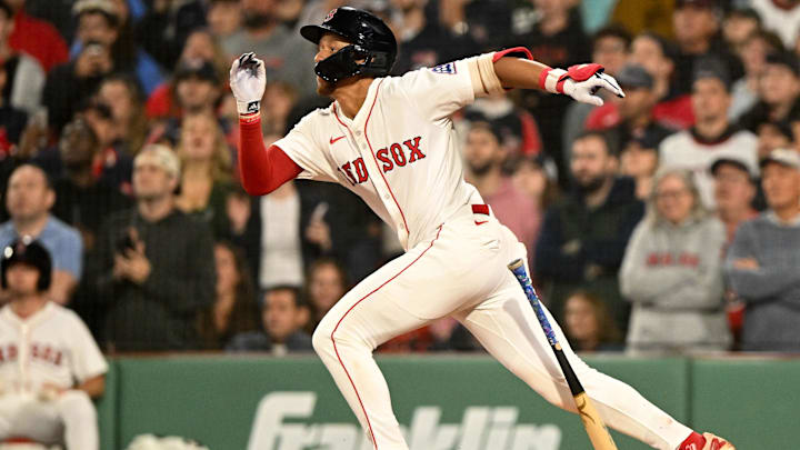 Jun 9, 2025; Boston, Massachusetts, USA; Boston Red Sox second baseman Kristian Campbell (28) hits a RBI against the Tampa Bay Rays during the ninth inning at Fenway Park. Mandatory Credit: Brian Fluharty-Imagn Images Jun 9, 2025; Boston, Massachusetts, USA; Boston Red Sox second baseman Kristian Campbell (28) hits a RBI against the Tampa Bay Rays during the ninth inning at Fenway Park. Mandatory Credit: Brian Fluharty-Imagn Images