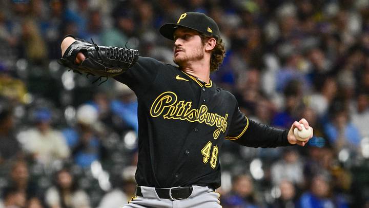 Apr 24, 2026; Milwaukee, Wisconsin, USA; Pittsburgh Pirates pitcher Mason Montgomery (46) throws a pitch in the eighth inning against the Milwaukee Brewers at American Family Field. Mandatory Credit: Benny Sieu-Imagn Images Apr 24, 2026; Milwaukee, Wisconsin, USA; Pittsburgh Pirates pitcher Mason Montgomery (46) throws a pitch in the eighth inning against the Milwaukee Brewers at American Family Field. Mandatory Credit: Benny Sieu-Imagn Images