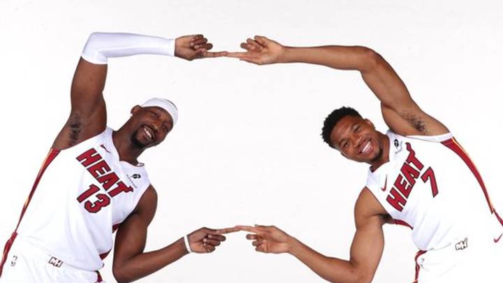 Bam And Giannis from Miami Heat Media day. Bam And Giannis from Miami Heat Media day.
