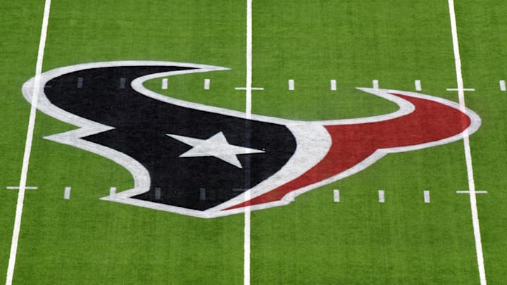 Nov 21, 2019; Houston, TX, USA; Houston Texans logo is seen on the field before a game between the Indianapolis Colts and Houston Texans at NRG Stadium. Mandatory Credit: Kirby Lee-Imagn Images