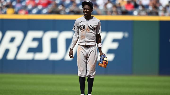 Jun 10, 2026; Cleveland, Ohio, USA; New York Yankees second baseman Jazz Chisholm Jr. (13) celebrates after the Yankees beat the Cleveland Guardians at Progressive Field. Mandatory Credit: Ken Blaze-Imagn Images Jun 10, 2026; Cleveland, Ohio, USA; New York Yankees second baseman Jazz Chisholm Jr. (13) celebrates after the Yankees beat the Cleveland Guardians at Progressive Field. Mandatory Credit: Ken Blaze-Imagn Images