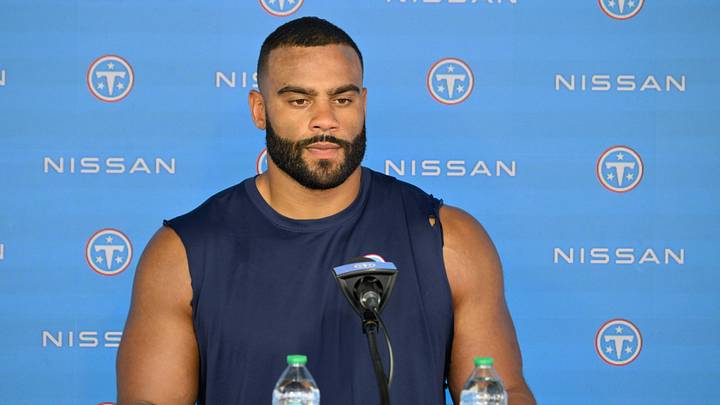 Jun 16, 2026; Nashville, TN, USA; Tennessee Titans defensive tackle Solomon Thomas (90) talks with the media post practice during day 1 of mini-camp at Vanderbilt Health Football Center. Mandatory Credit: Steve Roberts-Imagn Images Jun 16, 2026; Nashville, TN, USA; Tennessee Titans defensive tackle Solomon Thomas (90) talks with the media post practice during day 1 of mini-camp at Vanderbilt Health Football Center. Mandatory Credit: Steve Roberts-Imagn Images