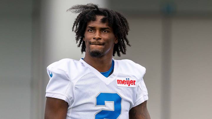 Aug 2, 2026; Allen Park, MI, USA; Detroit Lions cornerback Ennis Rakestraw Jr. looks on during Detroit Lions training camp at Meijer Performance Center. Mandatory Credit: Paul Barnick-Imagn Images