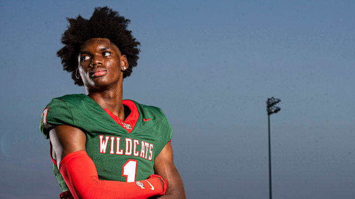 Lawrence North’s Monshun Sales poses for a photo at Decatur Central High School in Indianapolis.