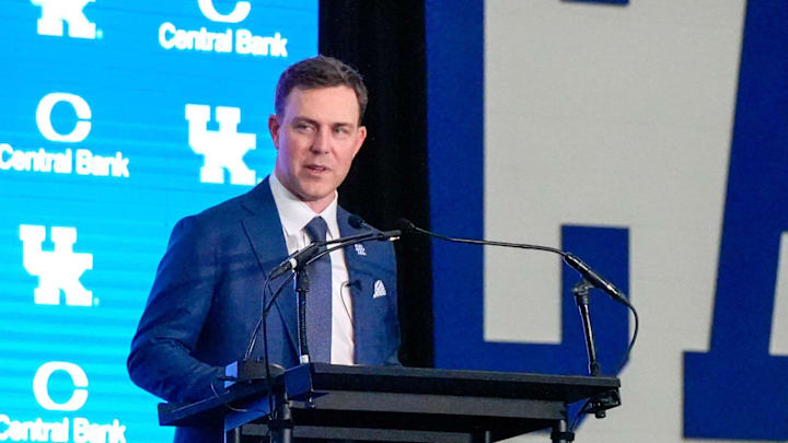 New Kentucky Wildcat head coach Will Stein makes remarks as he is introduced at Kentucky on Wednesday, December 3, 2025 New Kentucky Wildcat head coach Will Stein makes remarks as he is introduced at Kentucky on Wednesday, December 3, 2025
