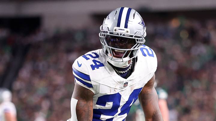 Dallas Cowboys running back Miles Sanders reacts after a carry against the Philadelphia Eagles at Lincoln Financial Field. Dallas Cowboys running back Miles Sanders reacts after a carry against the Philadelphia Eagles at Lincoln Financial Field.
