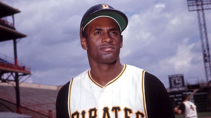 Unknown date; Pittsburgh, PA, USA; FILE PHOTO; Pittsburgh Pirates outfielder (21) Roberto Clemente poses for a portrait. Mandatory Credit: Photo by Malcolm Emmons-Imagn Images (c) Copyright Malcolm Emmons Unknown date; Pittsburgh, PA, USA; FILE PHOTO; Pittsburgh Pirates outfielder (21) Roberto Clemente poses for a portrait. Mandatory Credit: Photo by Malcolm Emmons-Imagn Images (c) Copyright Malcolm Emmons