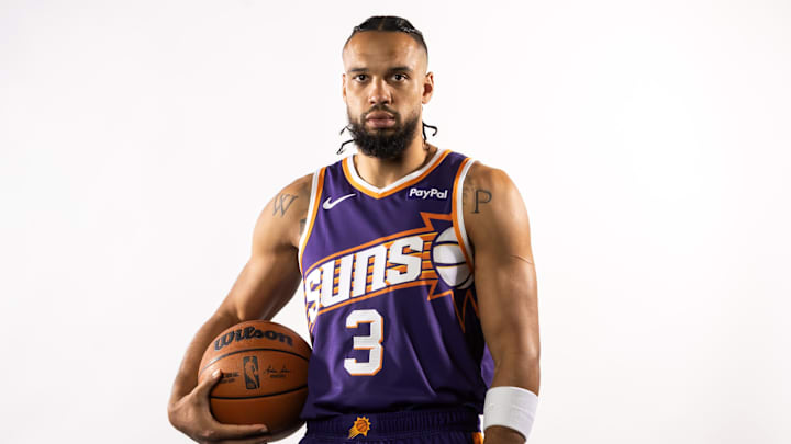 Sep 24, 2025; Phoenix, AZ, USA; Phoenix Suns forward Dillon Brooks (3) poses for portrait during Media Day at PHX Arena. Mandatory Credit: Mark J. Rebilas-Imagn Images Sep 24, 2025; Phoenix, AZ, USA; Phoenix Suns forward Dillon Brooks (3) poses for portrait during Media Day at PHX Arena. Mandatory Credit: Mark J. Rebilas-Imagn Images