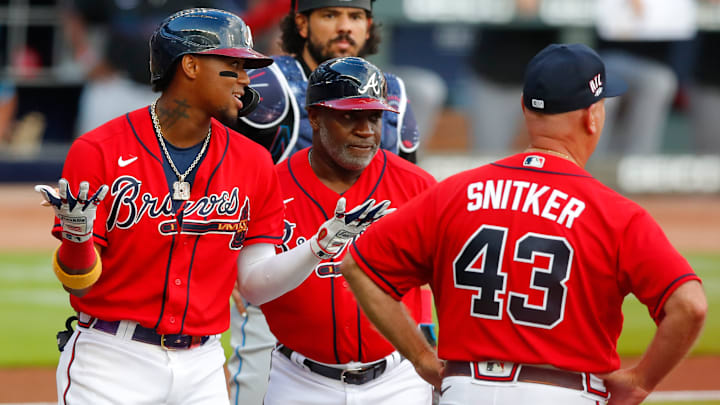 Atlanta Braves OF Ronald Acuña Jr., manager Brian Snitker