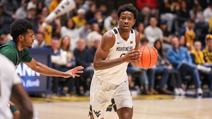 Nov 30, 2025; Morgantown, West Virginia, USA; West Virginia Mountaineers forward Brenen Lorient (0) looks to pass during the first half against the Mercyhurst Lakers at Hope Coliseum. Mandatory Credit: Ben Queen-Imagn Images Nov 30, 2025; Morgantown, West Virginia, USA; West Virginia Mountaineers forward Brenen Lorient (0) looks to pass during the first half against the Mercyhurst Lakers at Hope Coliseum. Mandatory Credit: Ben Queen-Imagn Images