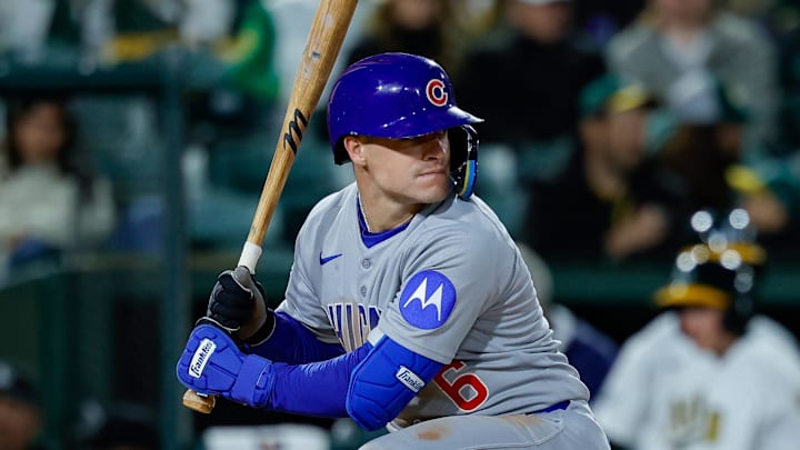 Mar 31, 2025; West Sacramento, California, USA; Chicago Cubs second base Matt Shaw (6) during the game against the Athletics at Sutter Health Park.