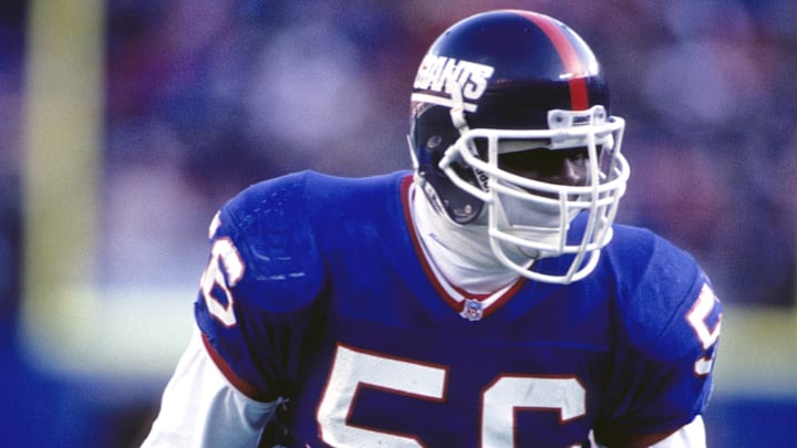Jan 9, 1994; E. Rutherford, NJ, USA; New York Giants linebacker Lawrence Taylor (56) during the game against the Minnesota Vikings during the 1993 NFC Wild Card Game at Giants Stadium. The Giants won 17-10. 