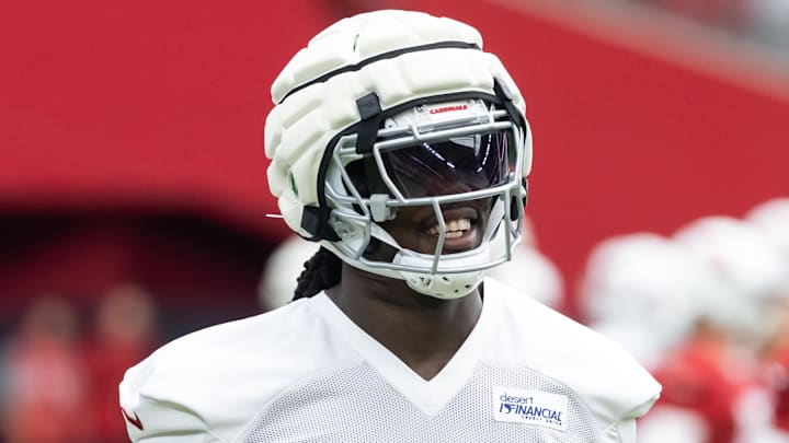 Jul 24, 2025; Glendale, AZ, USA; Arizona Cardinals defensive lineman Darius Robinson (56) during training camp at State Farm Stadium. Mandatory Credit: Mark J. Rebilas-Imagn Images Jul 24, 2025; Glendale, AZ, USA; Arizona Cardinals defensive lineman Darius Robinson (56) during training camp at State Farm Stadium. Mandatory Credit: Mark J. Rebilas-Imagn Images