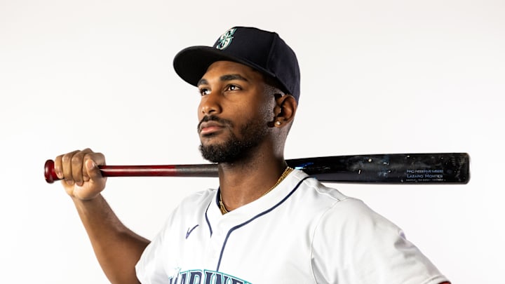 Seattle Mariners outfielder Lazaro Montes poses for a portrait during media day at Peoria Sports Complex on Feb. 20.