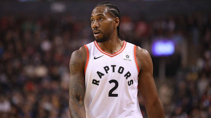 Oct 19, 2018; Toronto, Ontario, CAN; Toronto Raptors forward Kawhi Leonard (2) during their game against the Boston Celtics at Scotiabank Arena. The Raptors beat the Celtics 113-101. Mandatory Credit: Tom Szczerbowski-USA TODAY Sports